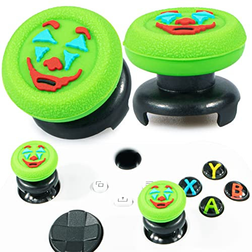 Playrealm FPS Thumbstick Grip Agarres Pulgar Extensor Y Silicona Apretón Cubrir Grip 2 Sets para Xbox Series X/S & Xbox One Mando (joker verde)