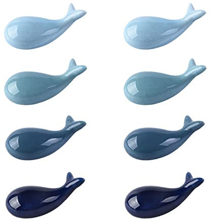 GEEGVV Chopstick Rest Rack, 8 Pieces Dolphin Shaped Ceramic Chopsticks Holder, Blue