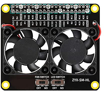 N//B 52Pi für Raspberry Pi LED Dual Cooling Fan Module, GPIO Erweiterungsplatine kompatibel für Raspberry Pi 4B/3B+/3B/3A+
