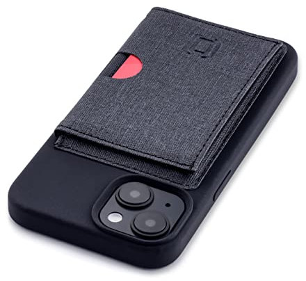 Dockem Funda Tipo Tarjetero con Solapa para iPhone 14 con Cartera Minimalista Removible con Solapa para 3-4 Tarjetas y Placa de Metal para Montaje Magnético (Negro)