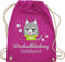 Turnbeutel Rucksack - Kita Beutel Wechselsachen Mädchen - Wechselkleidung Katze - Unisize - Fuchsia - stoffbeutel kindergarten wechselbeutel personalisierte beutelrucksäcke für kindergartenbeutel