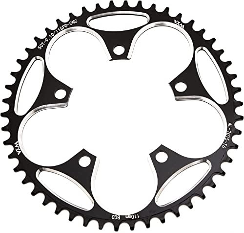 YBEKI Plato 110BCD 36-58T - Monoplato 7075-T6 CNC Estrecho-Ancho para Carretera/Gravel, Compatible Shimano/SRAM 8-12V, Anti-Caída 92%, 45% Más Ligero (Negro/Rojo, Cert. ISO 13041) 