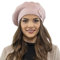 VIVISENCE Baskenmütze Damen Elegant Blume Warm Herbst Winter Accessoire 7006, Rosa,Einheitsgröße