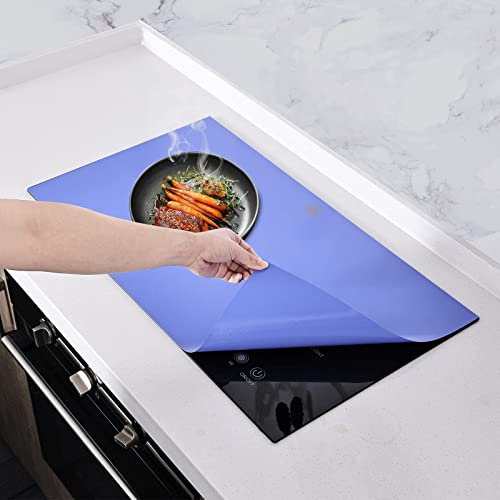 KitchenRaku Große Induktion schutzmatte, Rutschfest Silikon Induktionskochfeld Schutzmatte (magnetisch) Kochfeld-Kratzschutz für Induktionsherd (61x53cm, Blue)