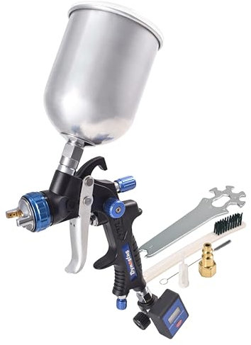 Dynastus Pistola a spruzzo ad aria compressa professionale HVLP da 623,7 g, con regolatore digitale di pressione dell'aria