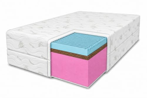 Kokosmatratze Twist mit Massageschicht, 80X200 cm, Matratze Höhe ca. 15 cm Härtegrad H3/H4, Farbe: Aloe Vera, Hochflexibler Schaum inkl. Bezug