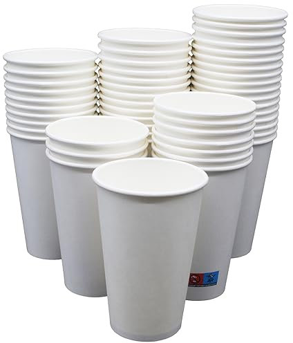 BAMI 200x Pappbecher Kaffeebecher To Go Weiß, 400ml/16oz - Extra Stabil - Zum Servieren von Kaffee, Tee und kalte Getränke