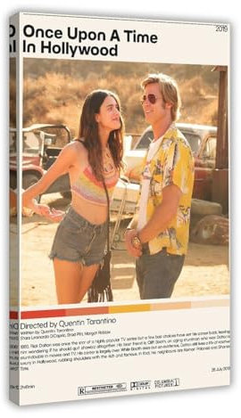 NEDOES Once Upon A Time In Hollywood Filmposter Leinwand Poster Wandkunst Dekor Druck Bild Gemälde für Wohnzimmer Schlafzimmer Dekoration Rahmenstil 50 x 75 cm