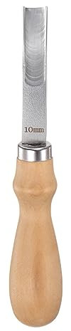 QUARKZMAN Cuero Borde Biseladores 10mm Ancho Boca Inoxidable Acero Skiver Cuero Herramienta Cuero Borde Rebajado Biselador con Madera Mango para Adelgazamiento Elaboración