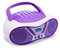 MOOOV 477404 Tragbarer CD-Player mit Radio, USB, Lautsprecher - Mini Kofferradio für Kinder & Senioren, Retro Design, MP3 - Ideal für Küche & Kinderzimmer - Netzbetrieb oder Batterien - Lila