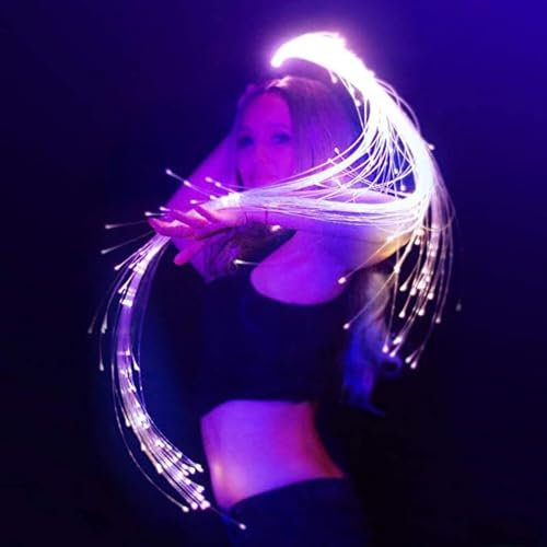 MXITA Fouet de Danse Fibre Optique Fouet à Fibre Optique LED, fouets de Danse légers de 130 cm, 130 fouets de Danse à Fibre Optique de 0,5 mm, 4 Modes pivotants à 360 ° pour