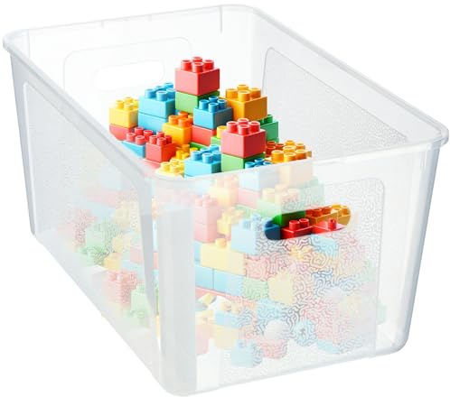 KADAX Rechteckige Aufbewahrungsbox mit Deckel, Aufbewahrungsbehälter, Stapelbehälter, Plastikbox, Kunststoffbox, Platzsparende Aufbewahrungskiste (17L, Transparent)