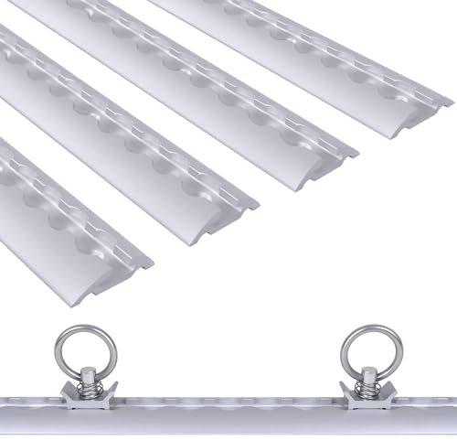 JOIEYOU Airlineschiene Set, Alu Zurrschiene Zubehör Versenkbar, 1m Airlineschiene zur Ladungssicherung für LKWs, Anhänger – 4 Stück mit 10 Stück Fitting