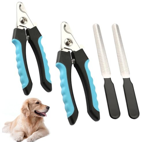 2 Pièces Coupe-Ongles Pour Chien Avec 2 Limes, coupe griffe chien, Sécurité Réglables Coupe Ongles En Acier Inoxydable Pour Différentes Races De Chiens