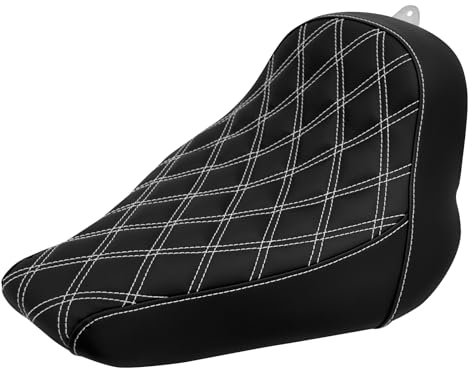HDBUBALUS Motorrad-Solo-Sitzkissen, Diamant-Ledersitz, kompatibel mit Harley Breakout Fatboy 2018–2023 (weißer Faden)