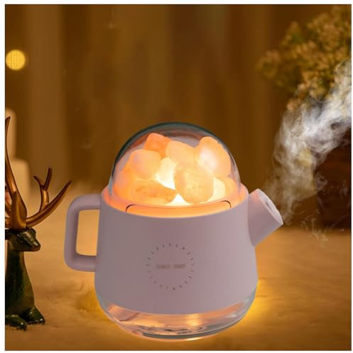 Forma de Tetera Humificador, 360ml Humificador de Humedad, Luces de 7 Colores Humidificador Ambiente para Dormitorio Oficina y Coche,Pink