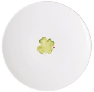 Villeroy & Boch – With Love Frühstücks-/ Dessertteller Good Luck Weiß, Spülmaschinenfest, Mikrowellensicher, Teller Kleeblatt, Geschirr Keramik, Kleeblattmotiv, Geschenk, Premium Porzellan