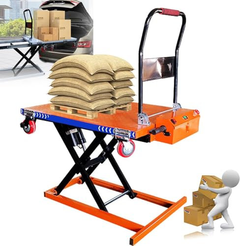 JODAIS Carrello elevatore Mobile Idraulico a Forbice con Tavolo elevatore, Carrello elevatore Idraulico con Tavolo, Altezza di Sollevamento 33,46 Pollici, 4 Ruote Pieghevoli, capacità di Peso 300 kg,