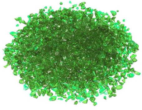 QUARKZMAN 0,66 Livre Roche de Feu, 3-6mm Roche de Verre Réfléchissante à Lustre Élevé pour Cheminée Foyer Table de Foyer Décoration de Jardin Maison, Remplissage de Vase, Vert