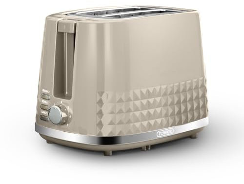 Tower T20082MSH Solitaire 2 Slice Toaster Latte Chrome Accents, 850W, Latte