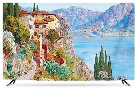 Staubschutzhülle Für 32–85 Zoll, Antistatisch, Staubdicht, LCD/led/hd-Panel-gehäuse, Computer-Monitor-Abdeckung, Kompatibel Mit 22–25 Zoll Pc, Desktop Und Tv, Marmor(Size:55IN,Color:B)