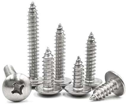 SHUNCHG 20 Stück Silber M5 x 16mm Selbstschneidende Holzschrauben aus 304 Edelstahl, Rundkopf mit Flansch, Pilzkopf Befestigungsschrauben, Bohrschrauben