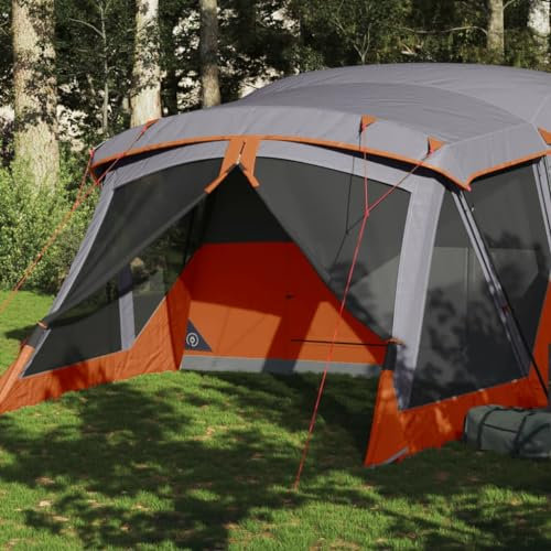 Tidyard Kuppelzelt Campingzelt Outdoor Zelt Trekkingzelt Camping Zelt Pop Up Zelt Tragbar Wanderzelt Innenzelt Wurfzelt Strandzelt Tunnelzelt mit Vorzelt 4 Personen Grau und Orange Wasserfest