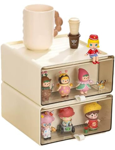 Desktop Figurine Display Box Blind Box Storage Display Rack Drawer Style Figurine Display Cabinet 9.05-inch Transparent Dustproof Multifunctional Storage Box Collection Display Rack(2pcs)