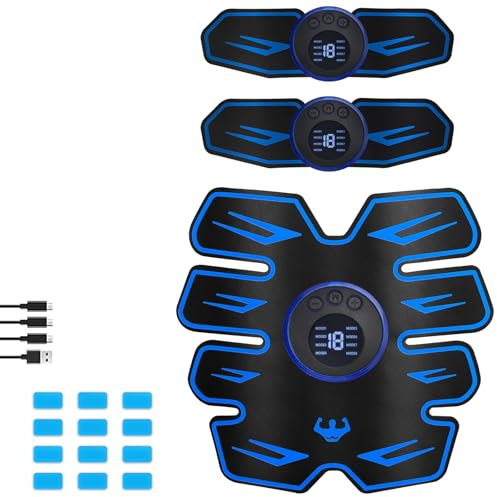 BINYI EMS Gerät Bauchmuskeltrainer Elektrisch Bauch Arm Bein Trainingsgerät EMS Rückentrainer Bauchtrainer für Zuhause Sixpack Trainer USB Wiederaufladbar für Bauchfett Verbrennen Männer und Frauen