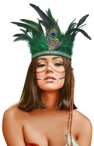 Kopfschmuck 20er Jahre Damen Kopfschmuck Federn Schwarz Stirnband Karneval Damen Kopfschmuck Federn Pfau Karneval Haarschmuck Federboa Schwarz Damen Stirnband Mit Federn (Green, One Size)