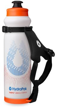 HydraPak Tempo Pro 400ml - Handheld Running Squeeze Bottle for Training and Race Day Hydration with Removable Strap (400ml/13oz) - White