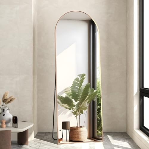 NEUWEABY Full Length Mirror, 56x16 Arch Floor Mirror with Stand, Gold Arched Full Body Standing or Leaning Mirror for Bedroom, Living Room