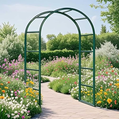 Generisch Rosenbogen Rankhilfe Gartenbogen Torbogen Rankbogen Wetterfest Pergola für Kletterpflanzen Balkon Hochzeit Feiern Gartendekoration(Green,W80 X H220cm)