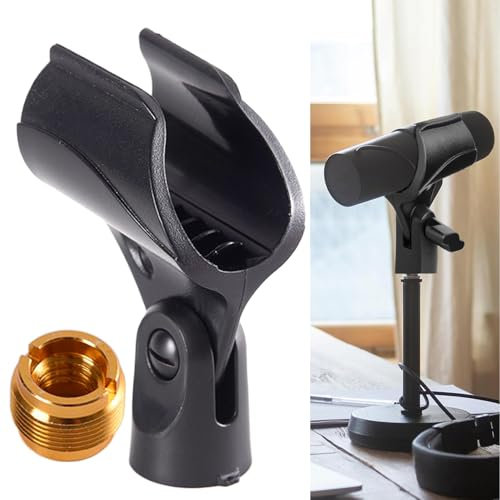 1 Pack Adjustable Microphone Clip Holder for Mic Stand, Universal Microphone Holder, Mic Clip Holder for Wired Wireless Mic, Mic Clip for Stand Handhold Microphone