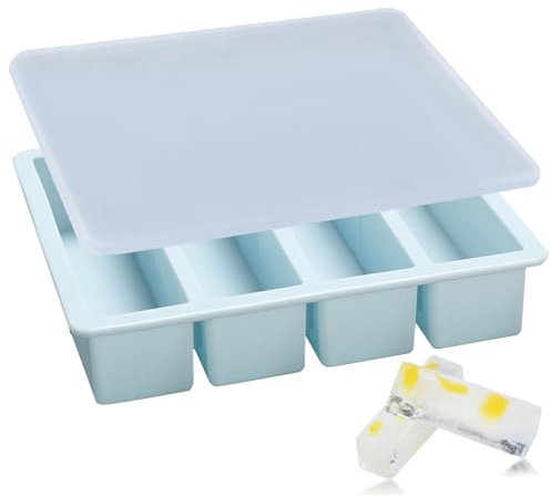 Plateau de congélation en silicone avec couvercle 4 compartiment réutilisable à soupe flexible Moule de congélateur antiadhésif Moule gale glace à bande bricolage pour la cuisine domicile