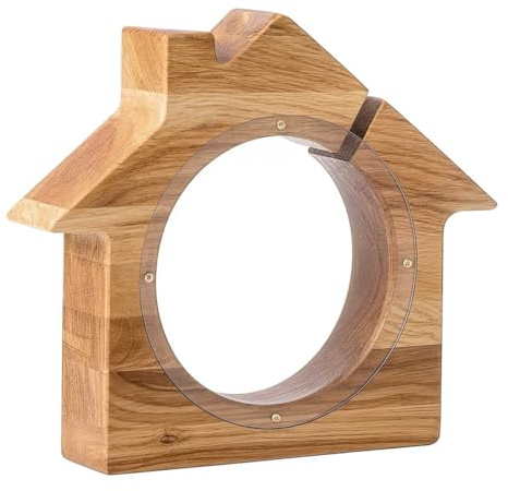 Carlso Haus Spardose aus Holz für Kind, Geburtstag, Geburt, Party (Haus ohne Beschriftung)