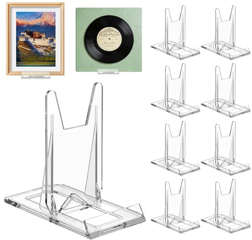 Acsatont Acryl Ständer für Bücher und Medien Transparenter Tellerhalter Verstellbarer Aufsteller für Comic Magazine Alben CDs und Postkarten Idealer Bilderständer (8Pcs)