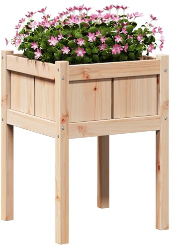 vidaXL Garten-Pflanzgefäß Natur 50 x 50 x 70 cm Massives Kiefernholz, Garten- und Terrassengestaltung, Moderne quadratische Räume, langlebige Lösungen für stylisches Leben, Komfort und Funktionalität
