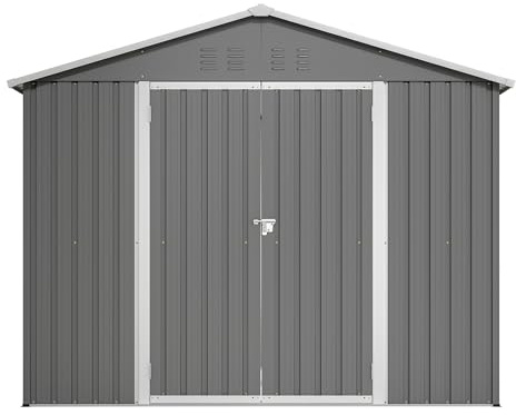 Abri de jardin en acier 229 x 180 x 191 cm, abri à outils avec porte rabattable, ventilation, résistant aux intempéries et verrouillable, anthracite, pour vélos