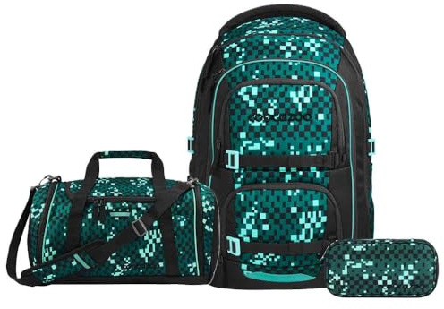 Coocazoo Porter Schulrucksack Set 3tlg. inkl. Sporttasche (Pixel Blox)
