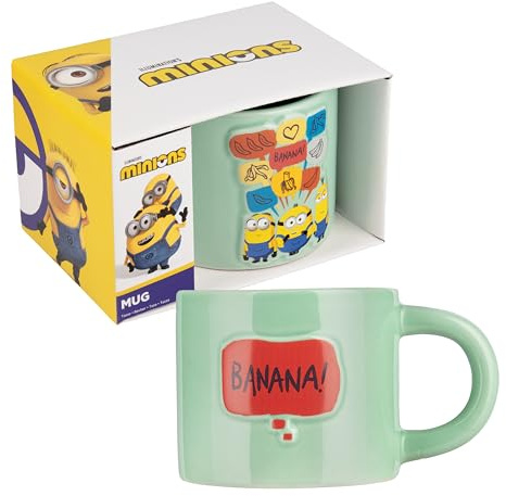 Minions Relief-Tasse – Offiziell lizenziertes Minions-Produkt | 400 ml Relief-Tasse • Lustiges Charakterdesign • Robuste Keramik • Ideal für Heißgetränke • Geschenkidee