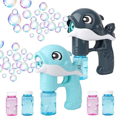 Pistola a Bolle di Sapone, 2 Pezzi Macchina Bolle Sapone, Bubble Maker, Macchina Delle Bolle, Mmacchina per Fare Bbolle Automatica, per Bambini e Adulti, Feste All'aperto, Feste Estive