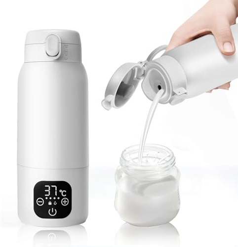 Tragbarer Baby-Flaschenwärmer für unterwegs - 500ml & 11000mAh, 3-Min.-Schnellheizung, Präzise Temperatursteuerung & Pasteurisiermodus – erwärmt Milch, Wasser, Pre-Nahrung & Muttermilch
