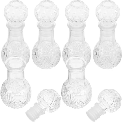 Gadpiparty Glass Liquor Bottles Mini Wine Decanter Bottles 6 Pcs with 50ml Elegant Design for Freshness Preservation and Versatile Use for Wine Tasting and Parties