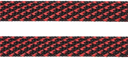 Braided Cable Sleeve 2mm~50mm PET Insulated Cable Sleeving Black Red Tight Expandable Wire Sleeve Flame-retardant Nylon Braided Mesh Sheath Tube Cable Tidy Sleeve(Black Red,50mm,15 Meters)