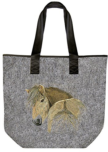 Fan-O-Menal Filztasche mit Einstickung - Pferd Haflinger - 26059 grau - Gr. ca. 46,5 x 39,5 cm
