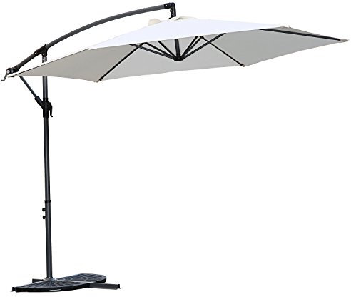 Angel Living 3M Parasol Excéntrico Sombrilla Voladiza con Manivela para Patio Exterior, Grande y Estable (Crema)