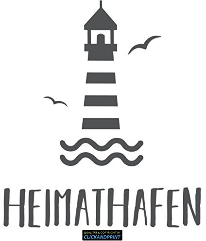 CLICKANDPRINT Aufkleber » Heimathafen Leuchtturm, 40x34,6cm, Dunkelgrau • Wandtattoo/Wandaufkleber/Wandsticker/Wanddeko/Vinyl