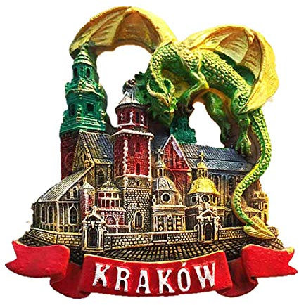 Grüner Drache Krakau Polen des Kühlschrankmagneten 3D, Ausgangs- und Küchendekoration magnetischer Aufkleber touristisches Andenkengeschenk