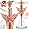 DILAW® Smart Shisha Set complet en acier inoxydable V2A 38 cm Hookah | Mini to go + verre à charbons | 4 ports adaptateurs | sifflet à eau | Base Closed Chamber | foyer en silicone tuyau à tabac